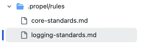 Screenshot: adding a rule to the Propel knowledge base.