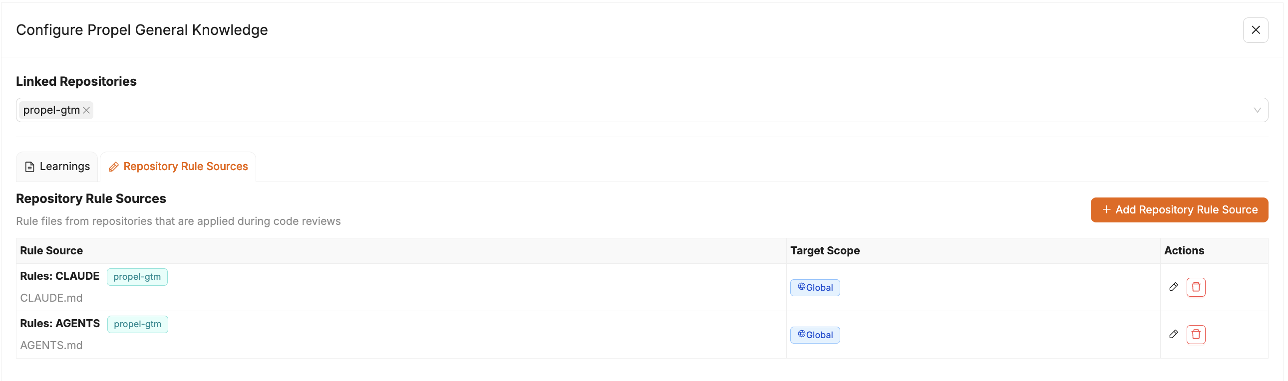 Screenshot: adding .md file to knowledge base